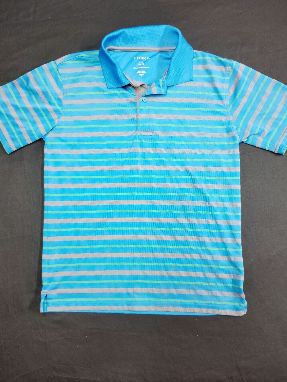 George Polo Shirt in Aqua and Teal Stripes